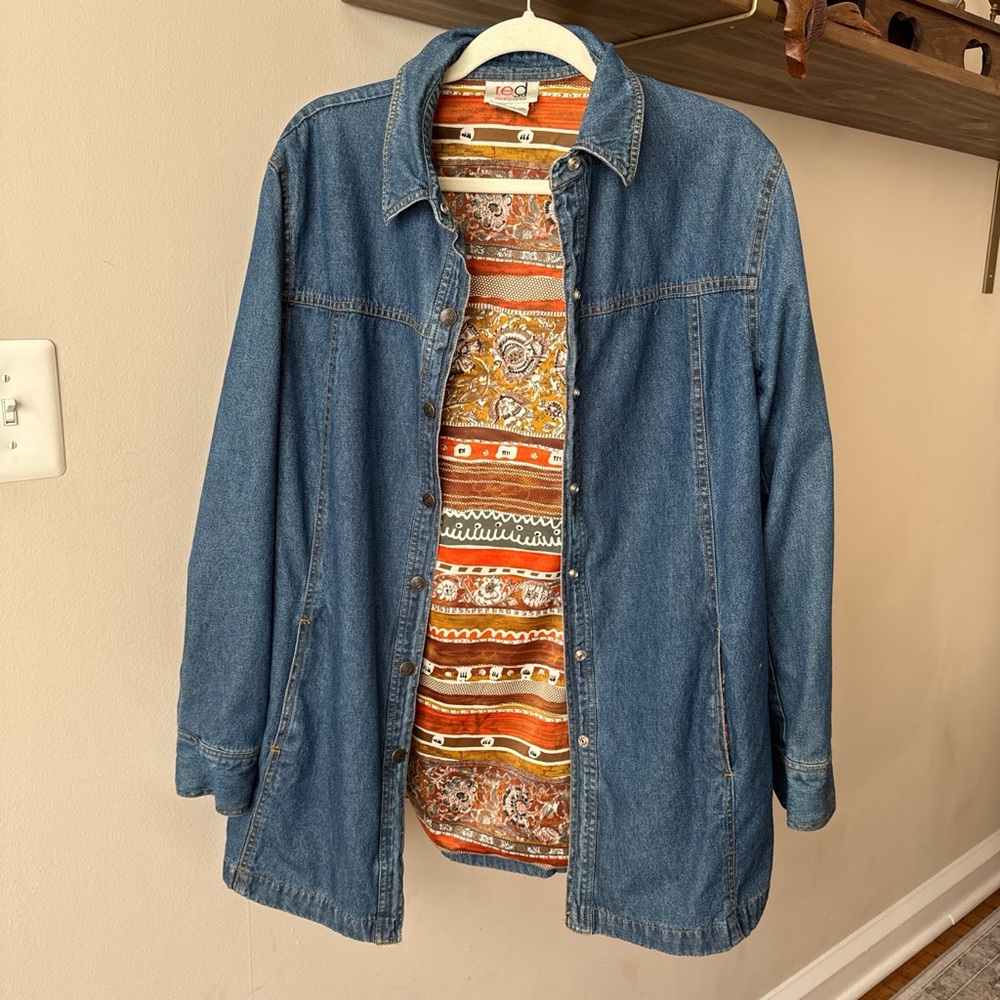 Vintage 90s r.e.d. wear Denim Jacket Made in Korea Boho Lining Medium